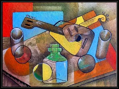 Натюрморт с гитарой в стиле кубизм