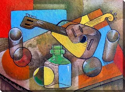 Натюрморт с гитарой в стиле кубизм