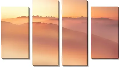 Модульная картина Туманный закат в горах