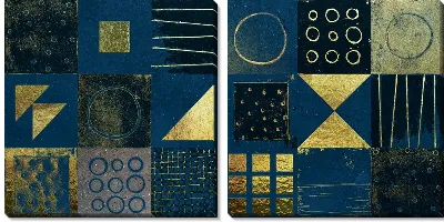 Модульная картина Арт композиция с геометрическими фигурами в золотых оттенках