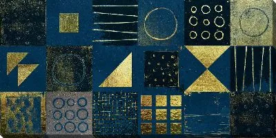 Картина маслом Арт композиция с геометрическими фигурами в золотых оттенках