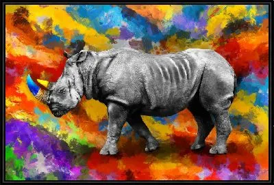 Картина Носорог на разноцветном фоне