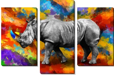 Носорог на разноцветном фоне