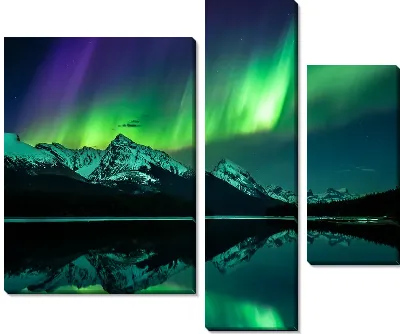 Ночной пейзаж с северным сиянием