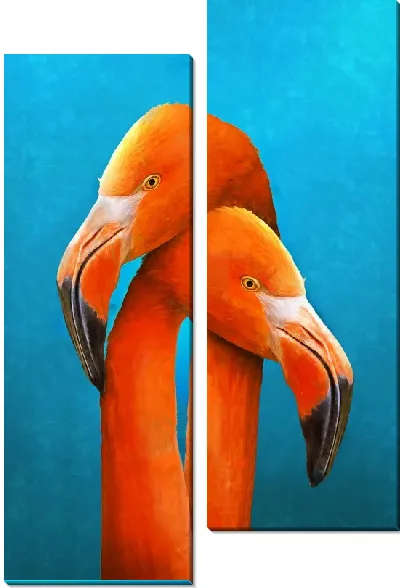 Модульная картина Любовь двух фламинго