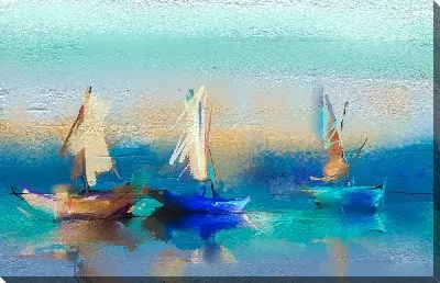 Картина маслом 3 парусника