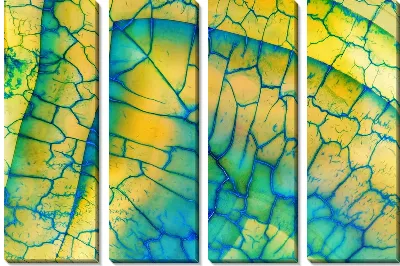 Модульная картина Макро желто-синие листья