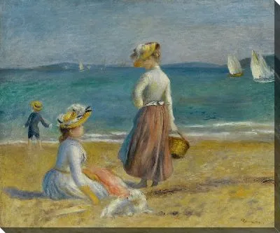 Картина маслом Две девушки на пляжу отдыхают