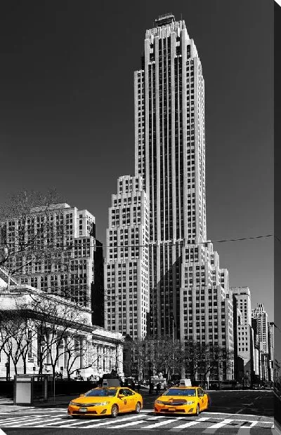 Постер Две машины такси на улице Нью-Йорка