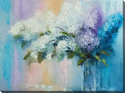 Картина маслом Букет весенней сирени в вазе