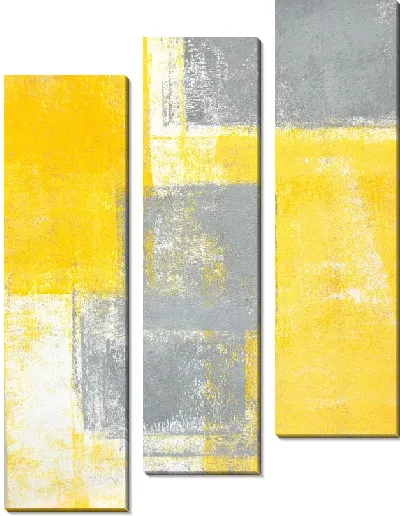 Модульная картина Серые квадраты на желтом фоне