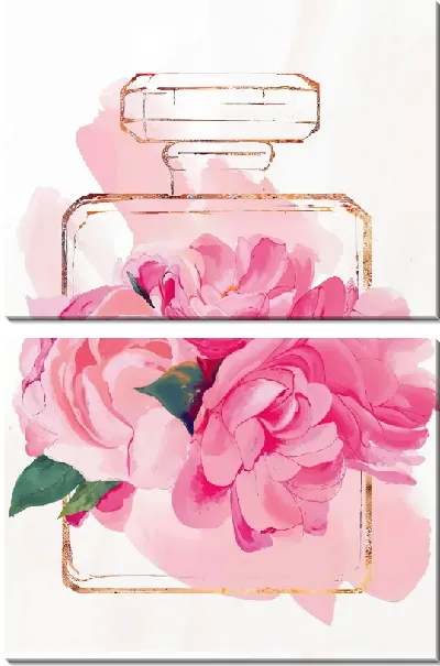 Модульная картина Духи с букетом пионов