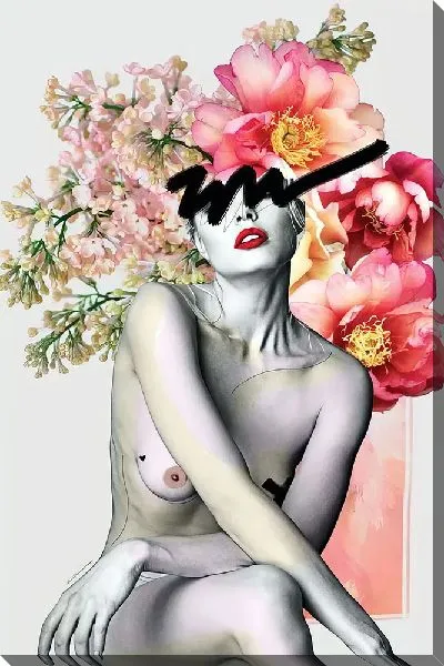 Картина маслом Арт девушка с пионами