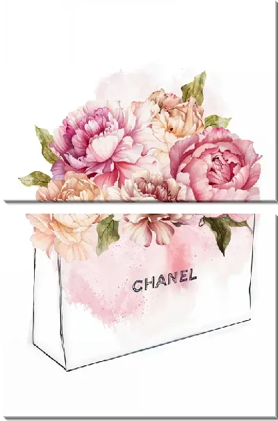 Модульная картина Сумка Chanel  с пионами