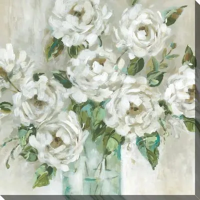 Картина маслом Букет летних пионов в прозрачной вазе