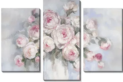 Модульная картина Букет розовых пионов в белой вазе
