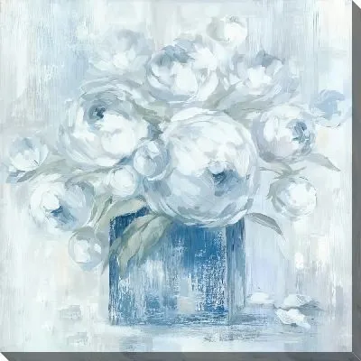 Постер Светло-голубые пионы в вазе