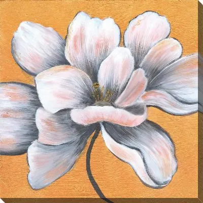 Картина маслом Цветок пиона на желтом фоне