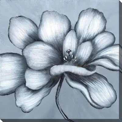 Картина маслом Цветок пиона на сером фоне