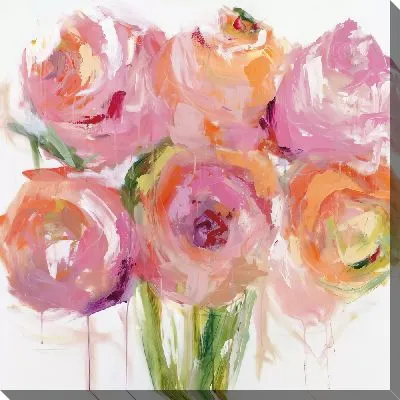 Картина маслом Букет пионов  в стиле мастихин