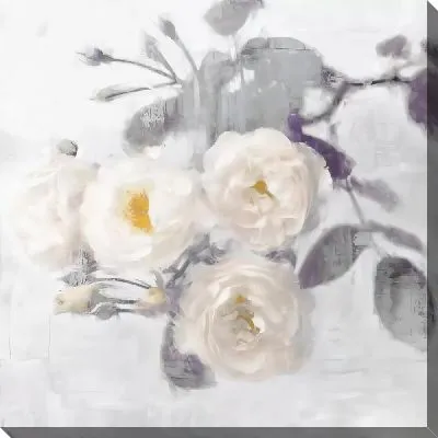 Картина маслом Пионы на светло-сером фоне