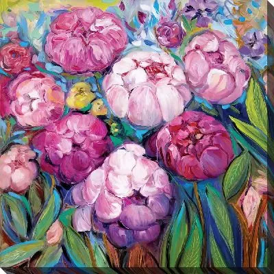 Картина маслом Клумба с пионами