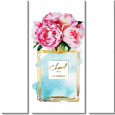 Модульная картина Chanel духи и пионы