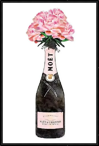 Картина Шампанское MOET с букетом пионов