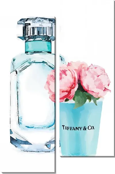 Модульная картина Духи Tiffany и пионы