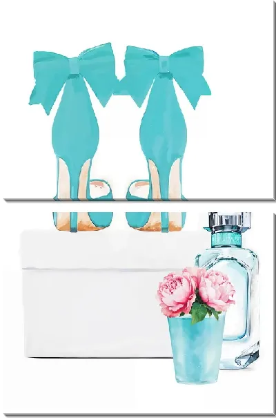 Модульная картина Туфли, духи и пионы