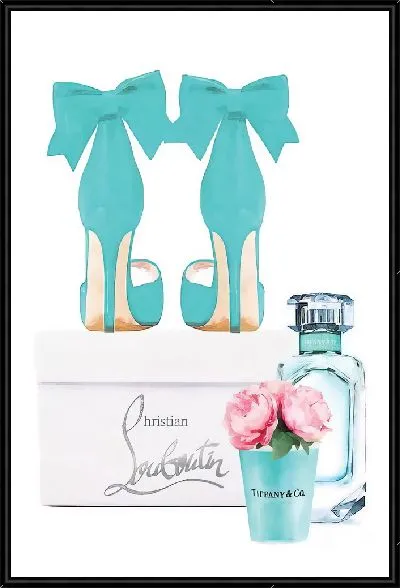 Картина Туфли, духи и пионы