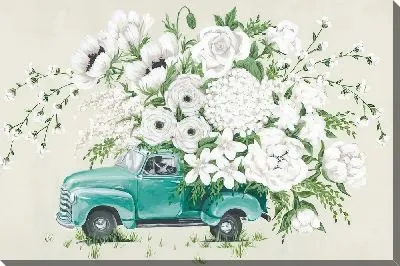 Картина маслом Автомобиль с пионами