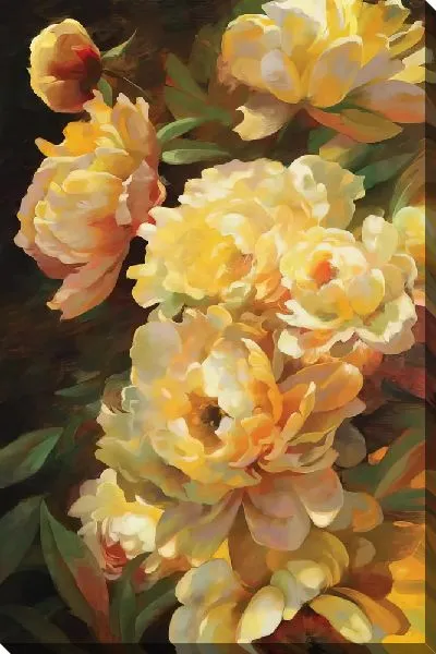 Картина маслом Желтые пионы