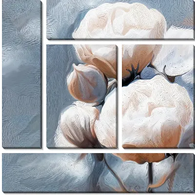 Модульная картина Нежные пионы на сером фоне