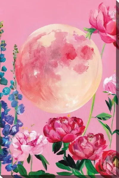 Картина маслом Луна и пионы