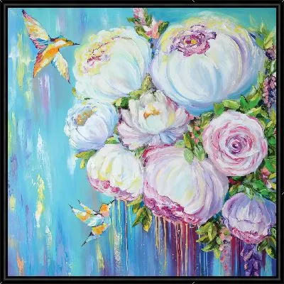 Пионы и колибри