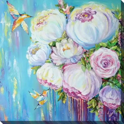 Пионы и колибри