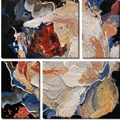 Цветок пиона в стиле мастихин на черном фоне