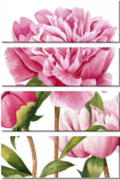 Модульная картина Три красивых пиона