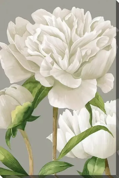 Картина маслом Три белых пиона