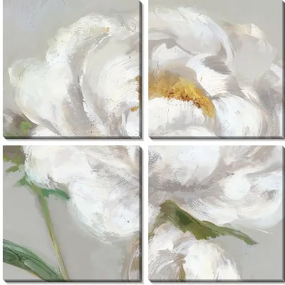 Модульная картина Насыщенный белый пион