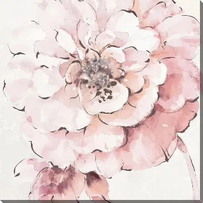 Картина маслом Розовый пион на светлом фоне