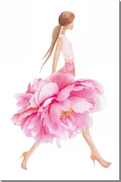 Картина маслом Девушка в юбке в виде пиона