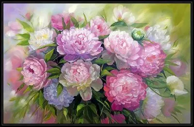 Букет пионов с размытым фоном