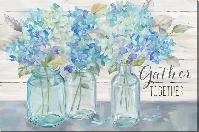 Картина маслом Три букета гортензии вместе