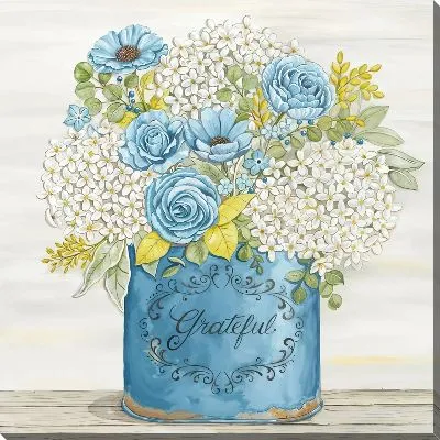 Картина маслом Сборный букет с гортензиями