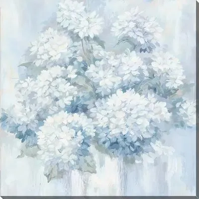 Картина маслом Букет светло-голубых гортензий