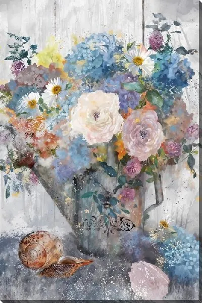 Постер Букет гортензий и ракушка