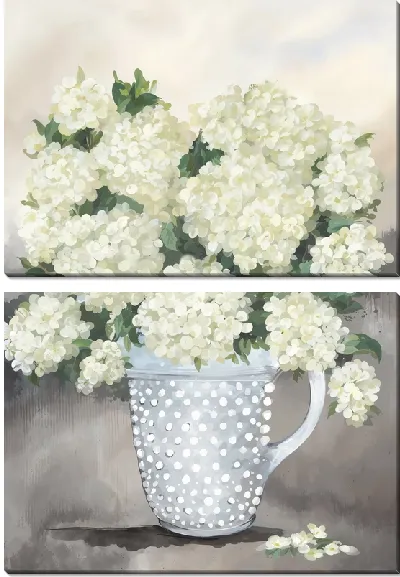 Модульная картина Букет белоснежных гортензий