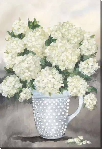 Картина маслом Букет белоснежных гортензий